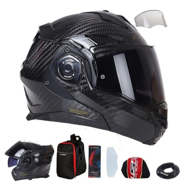 Mũ Bảo Hiểm Fullface Lật Hàm 180 Độ LS2 Advant X Carbon - Solid Carbon