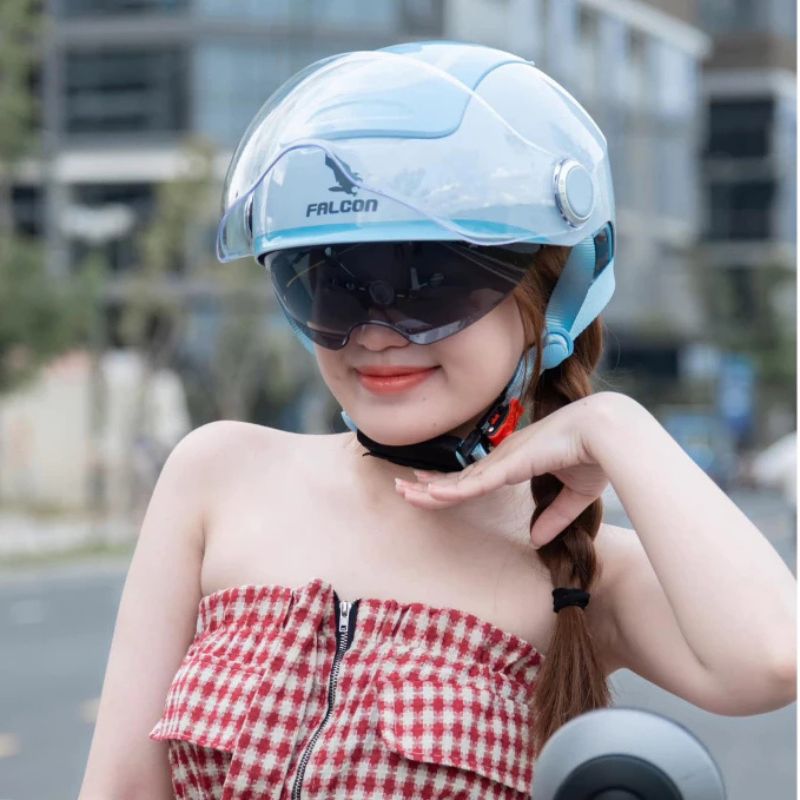 Mũ Bảo Hiểm 1/2 Falcon Bee 2 Kính