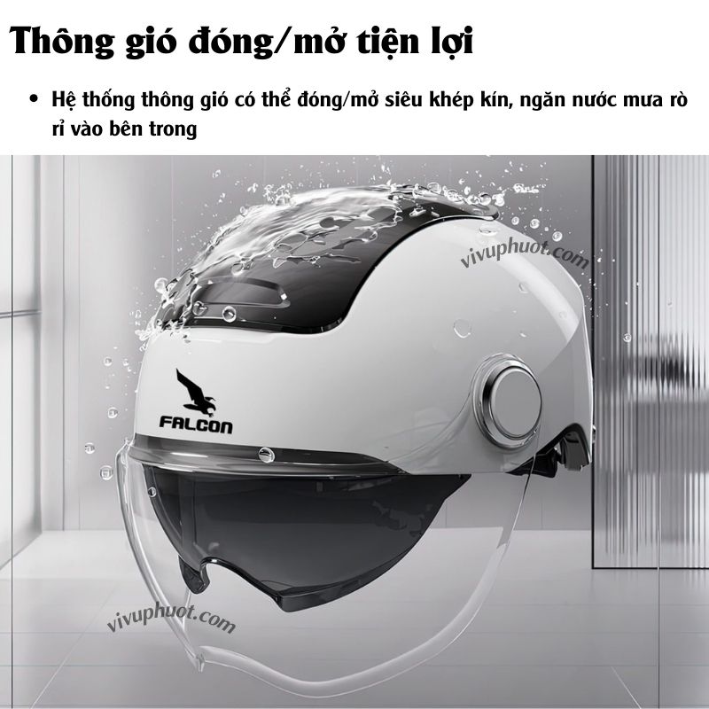 Mũ Bảo Hiểm 1/2 Falcon Bee 2 Kính