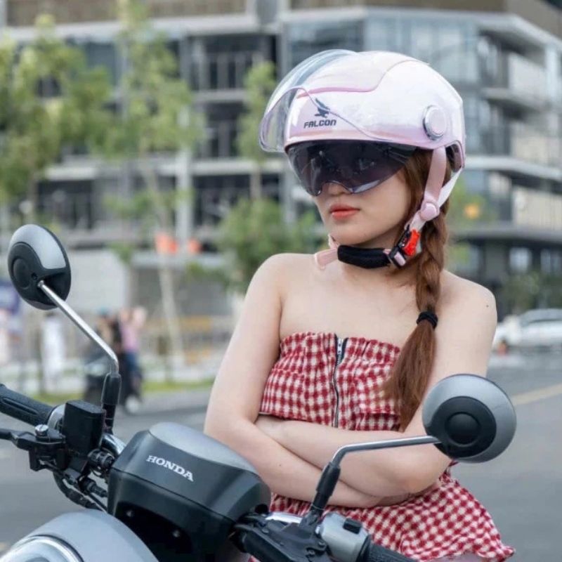 Mũ Bảo Hiểm 1/2 Falcon Bee 2 Kính