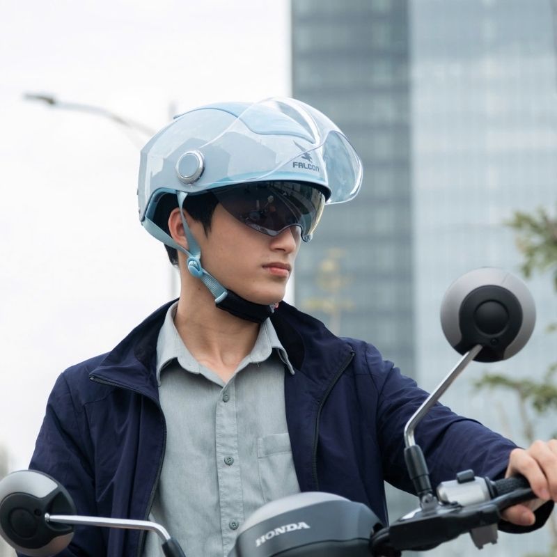 Mũ Bảo Hiểm 1/2 Falcon Bee 2 Kính